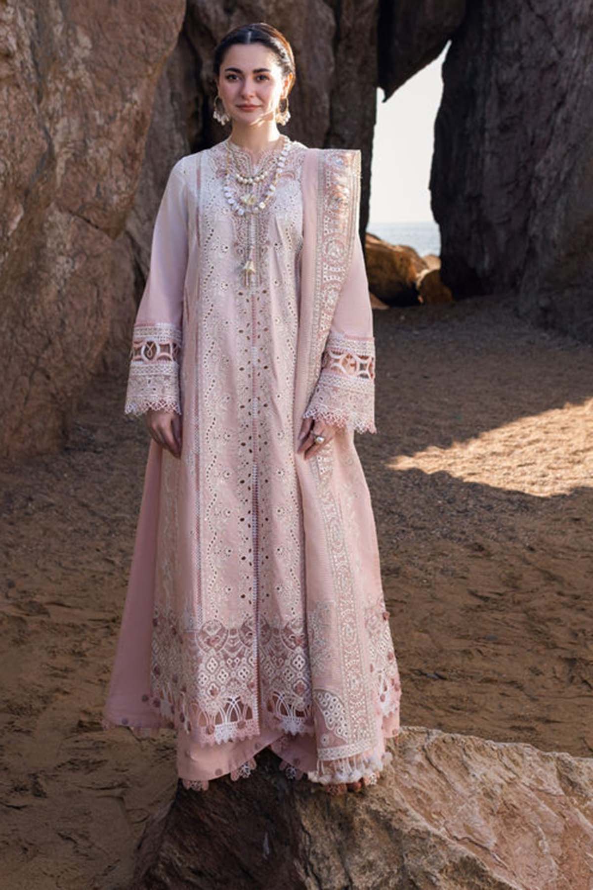 Qalamkar Luxury Embroidered Lawn 3pc with Embroidered Slub Net Dupatta - GA1830