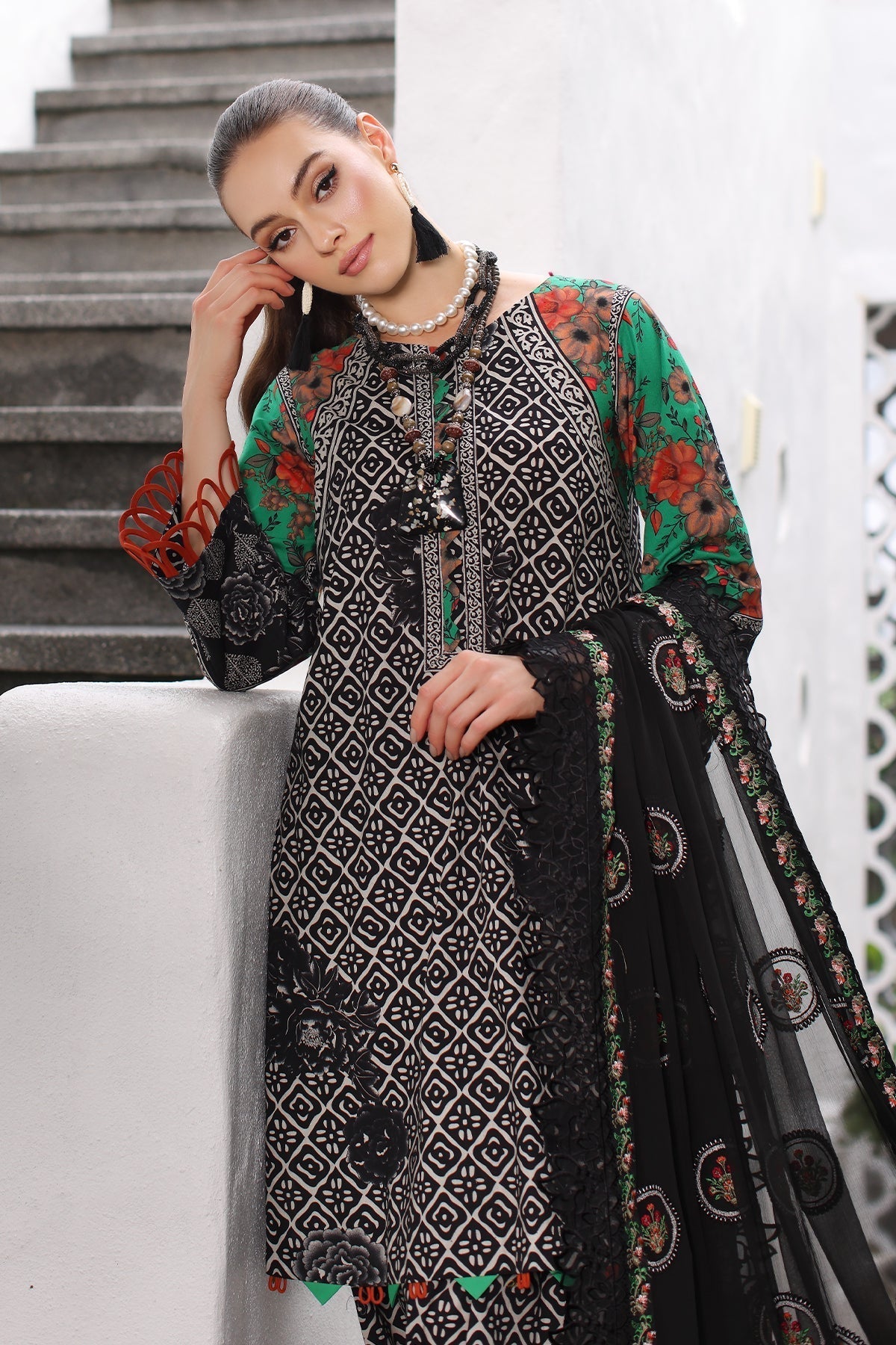 Printed Bamber Chiffon Dupatta