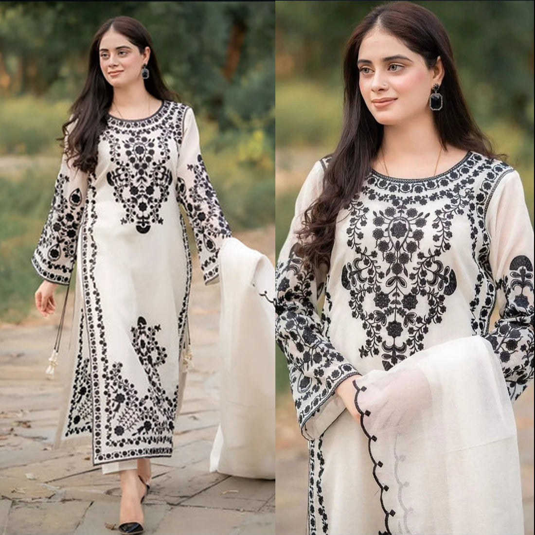 Jazmin Lawn 3PC Embroidered With Chiffon Embroidered Dupatta-1031