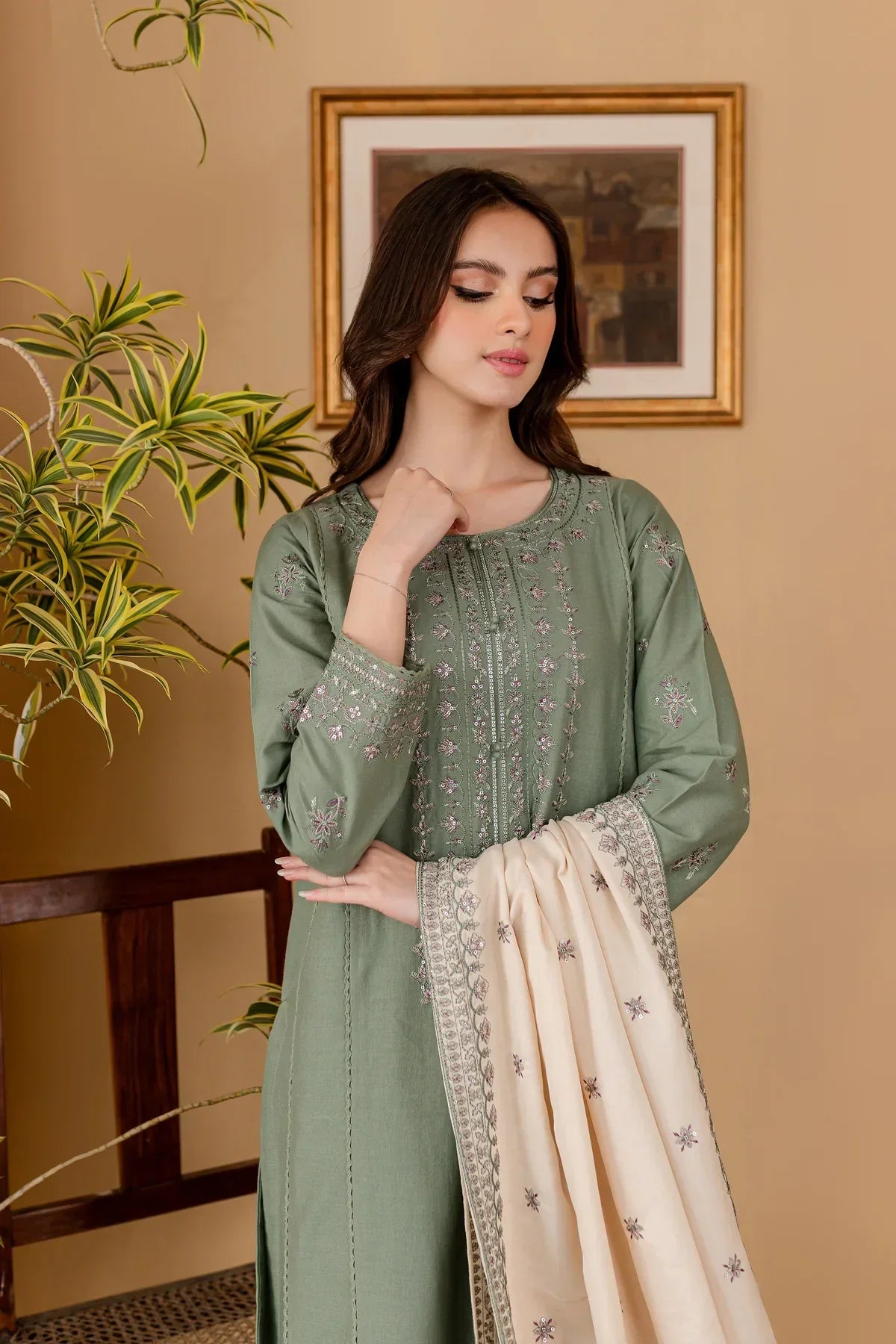 BATIK 3PC Lawn Embroidered With Lawn Embroidered Dupatta-1059