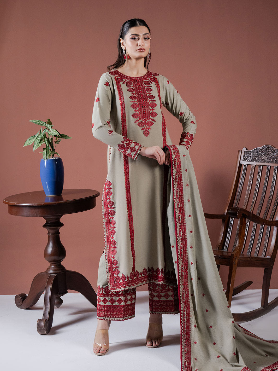 Lawn Dupatta 4 Border Embroidered