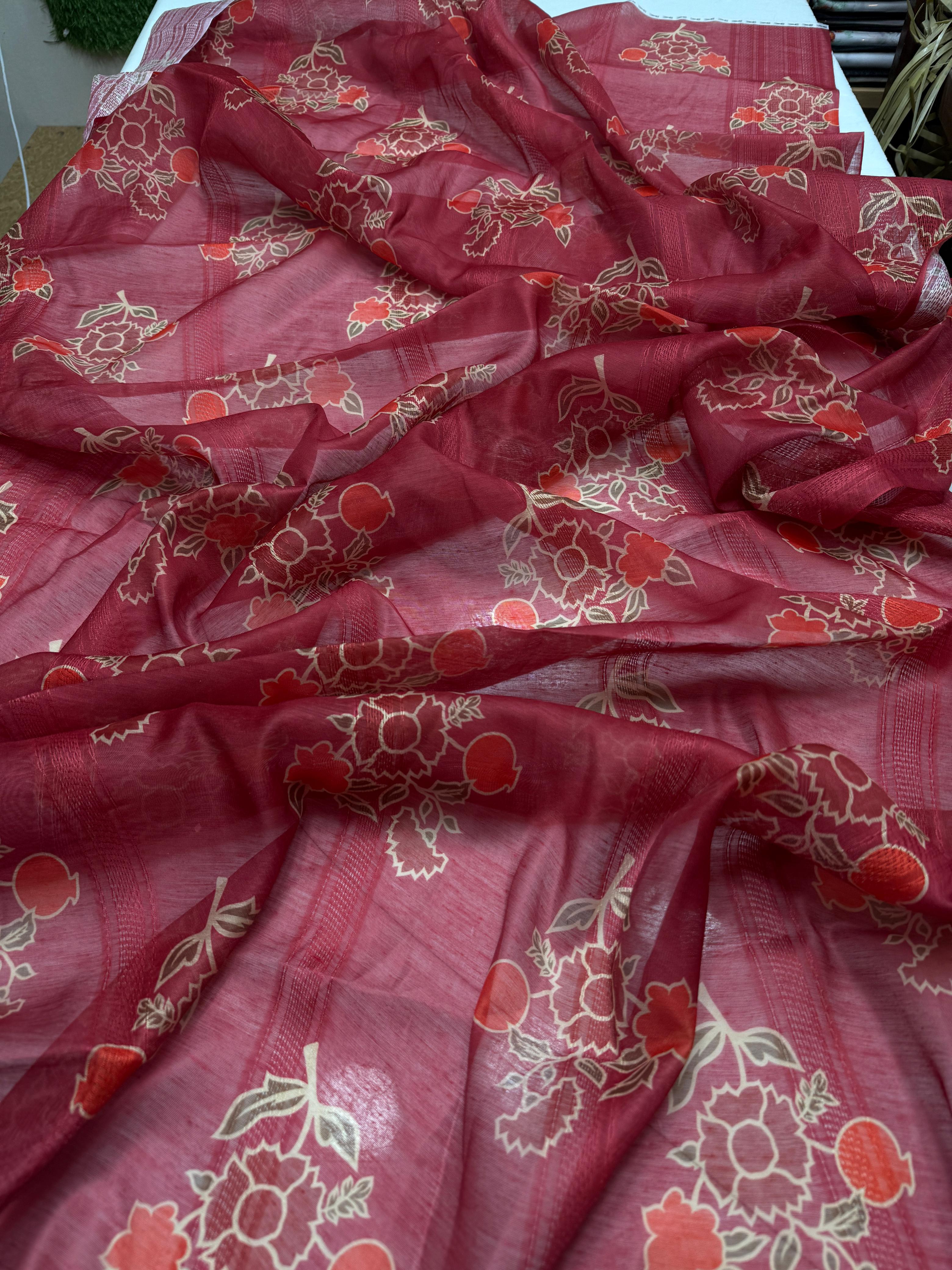 Slub Blossom Digital Print Dupatta