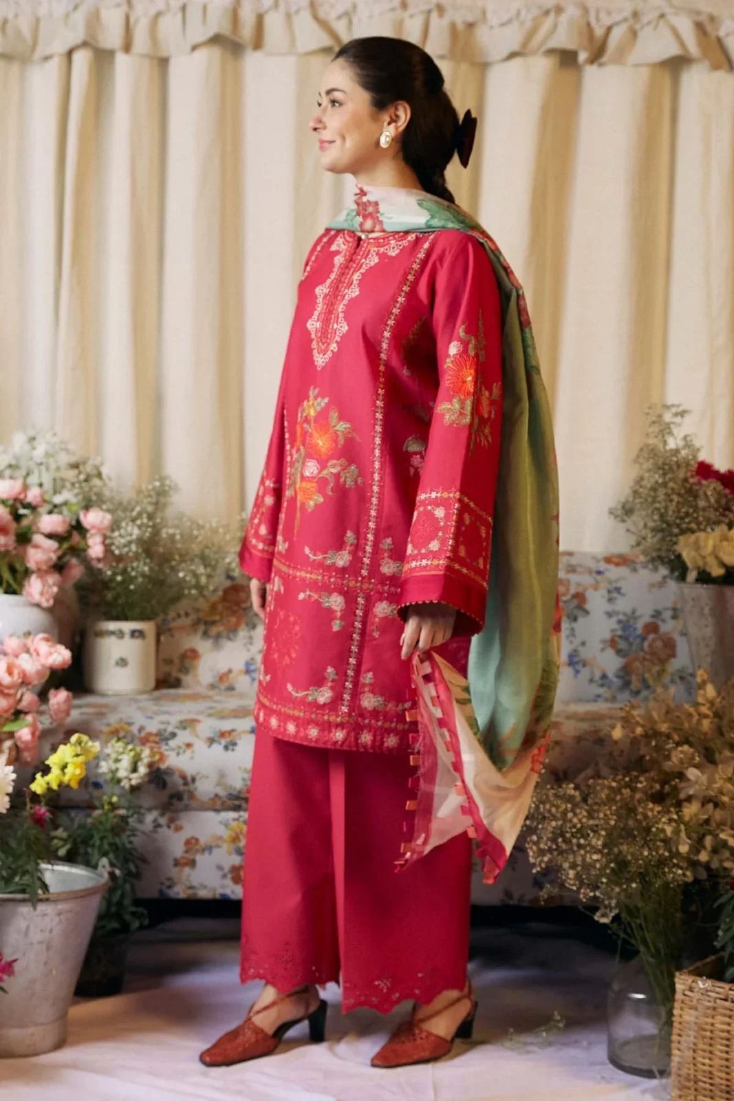 Slub Blossom Digital Print Dupatta