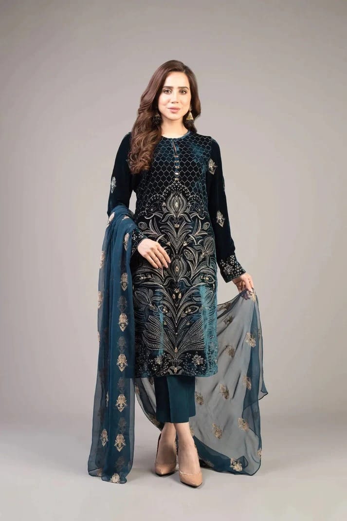 Embroidered Bamber Chiffon Dupatta