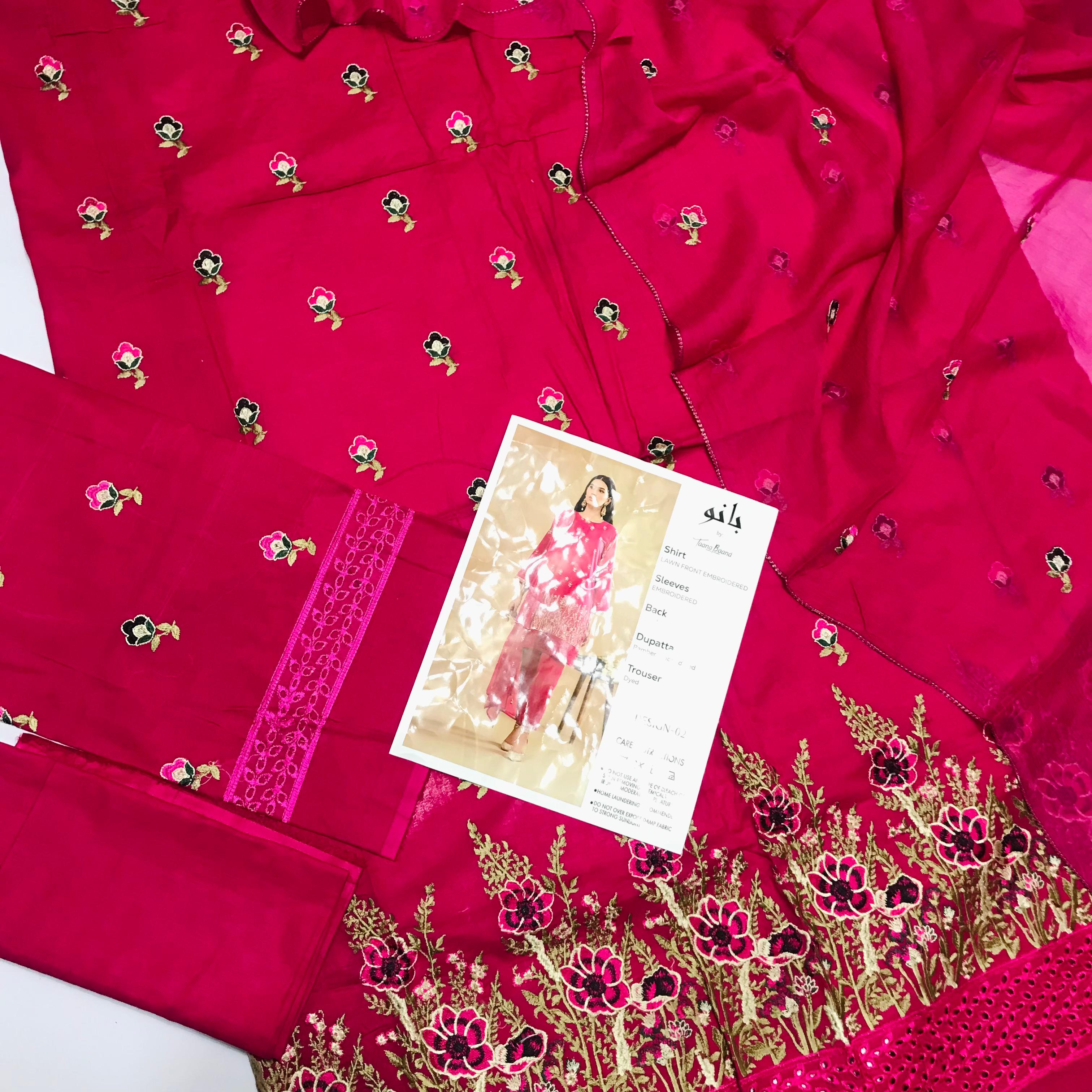 Embroidered Bamber Chiffon Dupatta