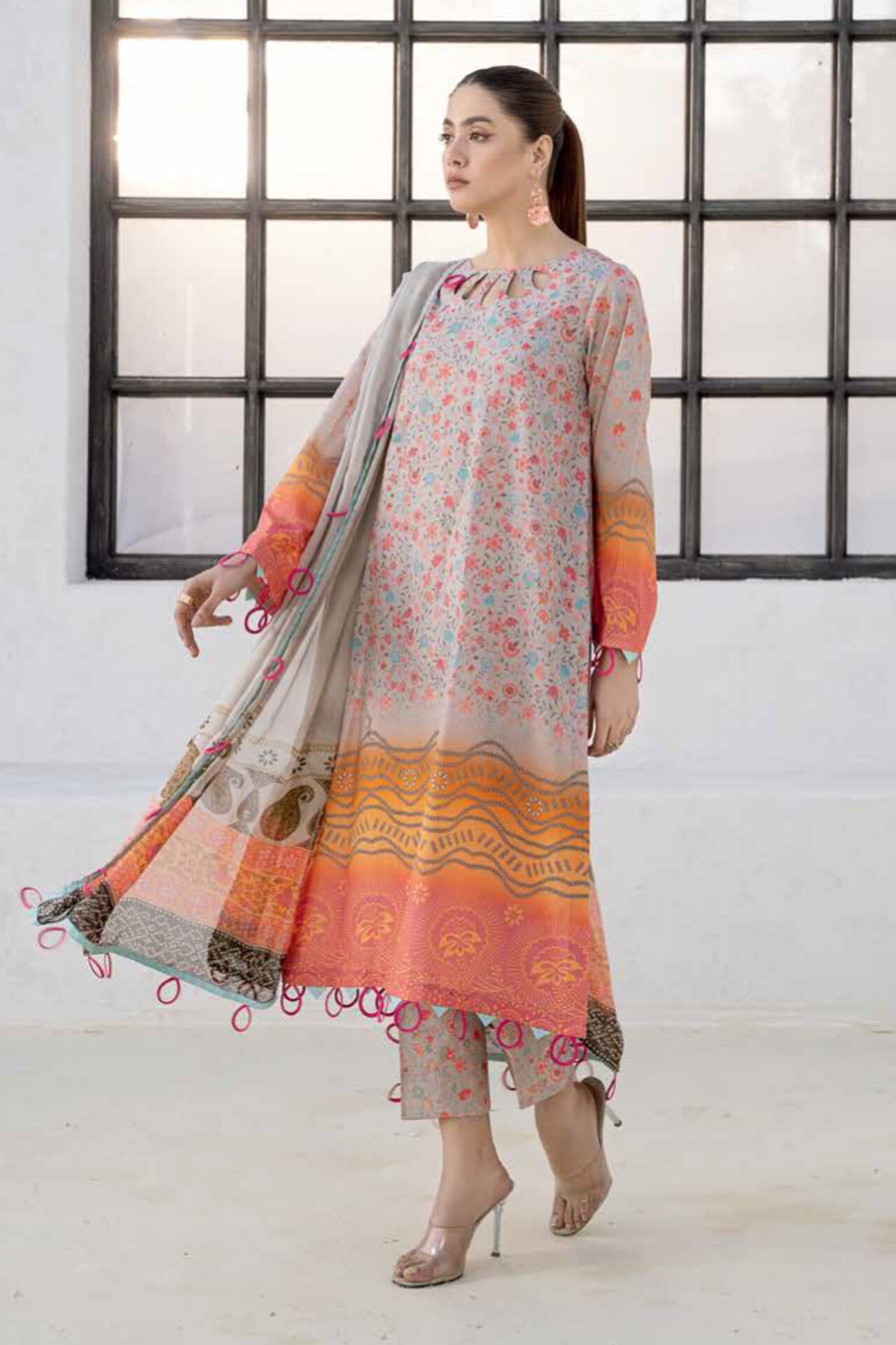 Printed Bamber Chiffon Dupatta