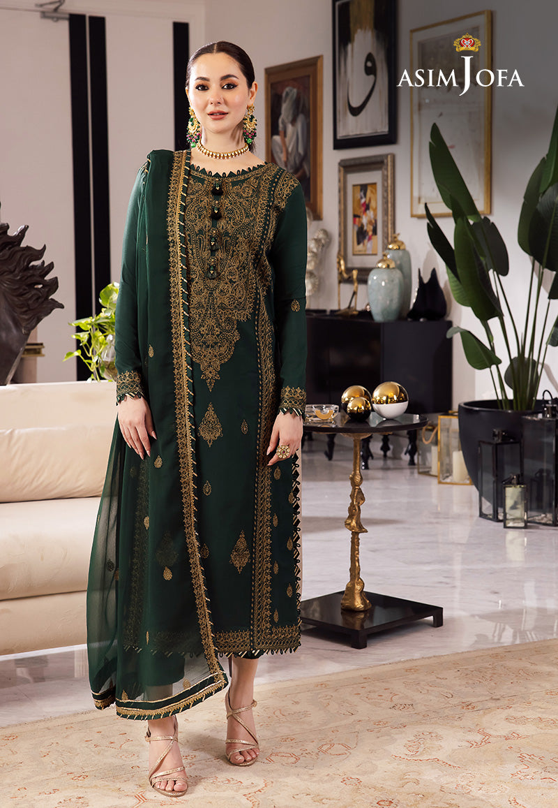 ASIM JOFA-3PC LAWN EMBROIDRED SHIRT WITH  CHIFFON EMBROIDRED DUPATTA AND TROUSER-BIC-3609