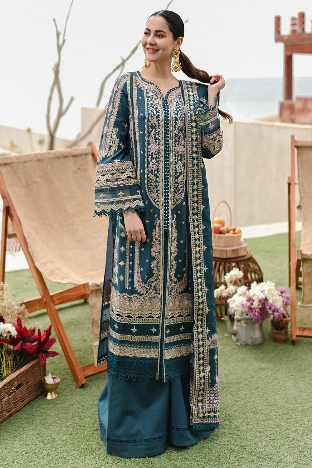 Qalamkar - ساحل LUXURY LAWN’24 - SP-10 - Zahra - TC-494